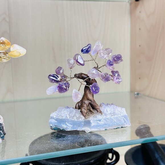 Amethyst Crystal Bonsai Tree On Quartz Base - Picture 3 of 3